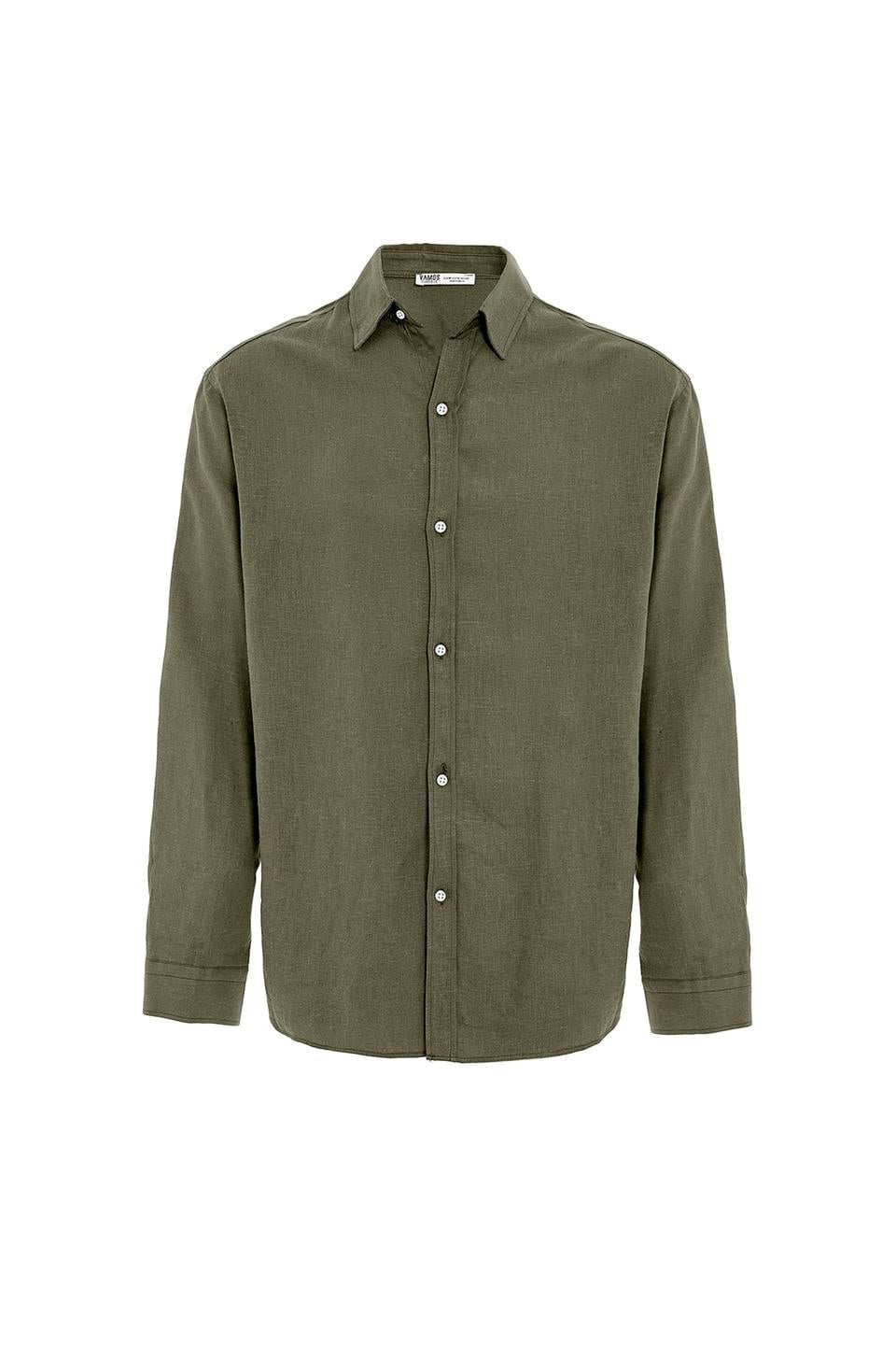 Basic Oversized Long-Sleeved Linen Shirt