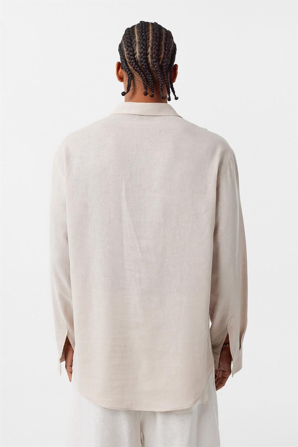 Basic Oversized Long-Sleeved Linen Shirt