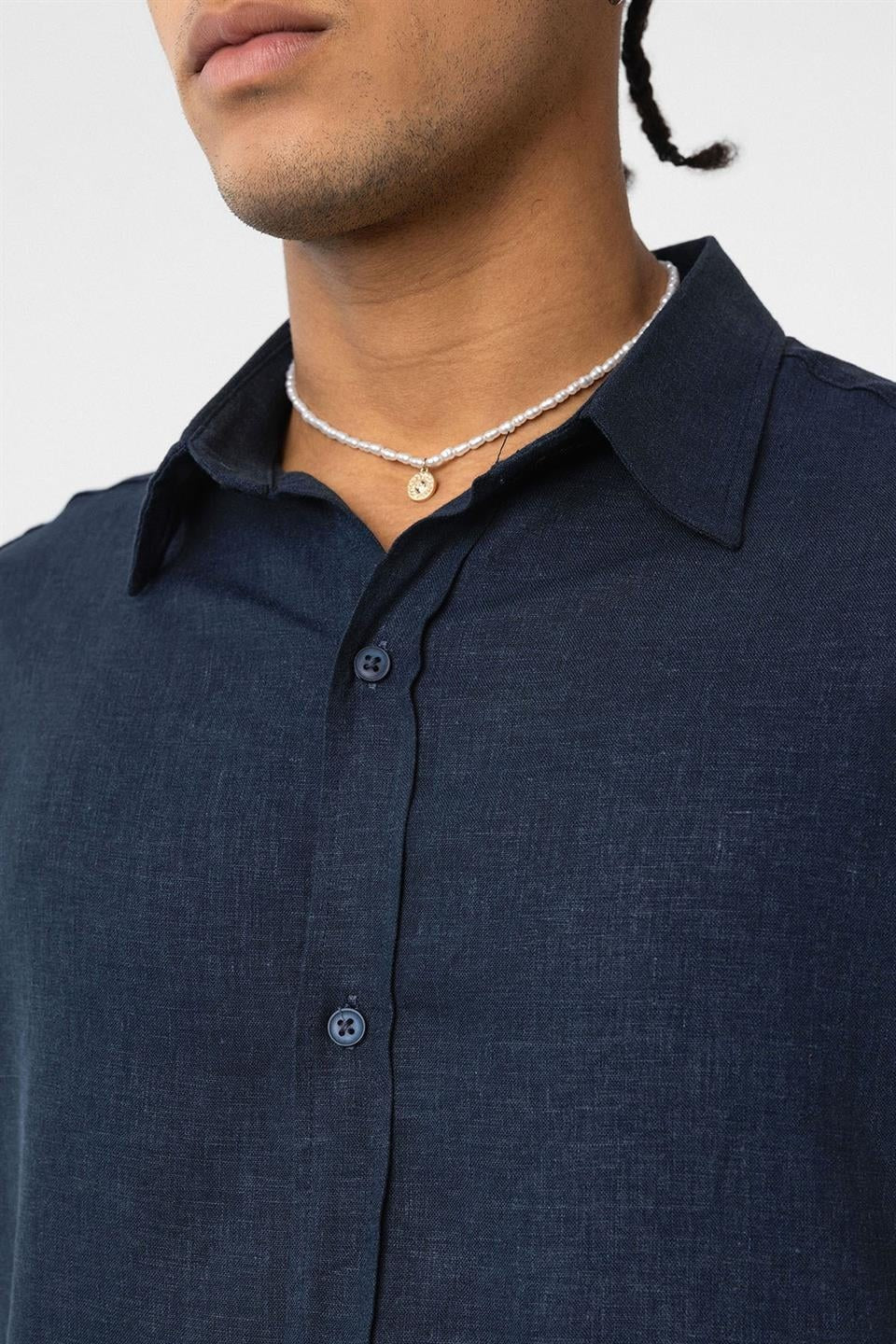 Basic Oversized Long-Sleeved Linen Shirt