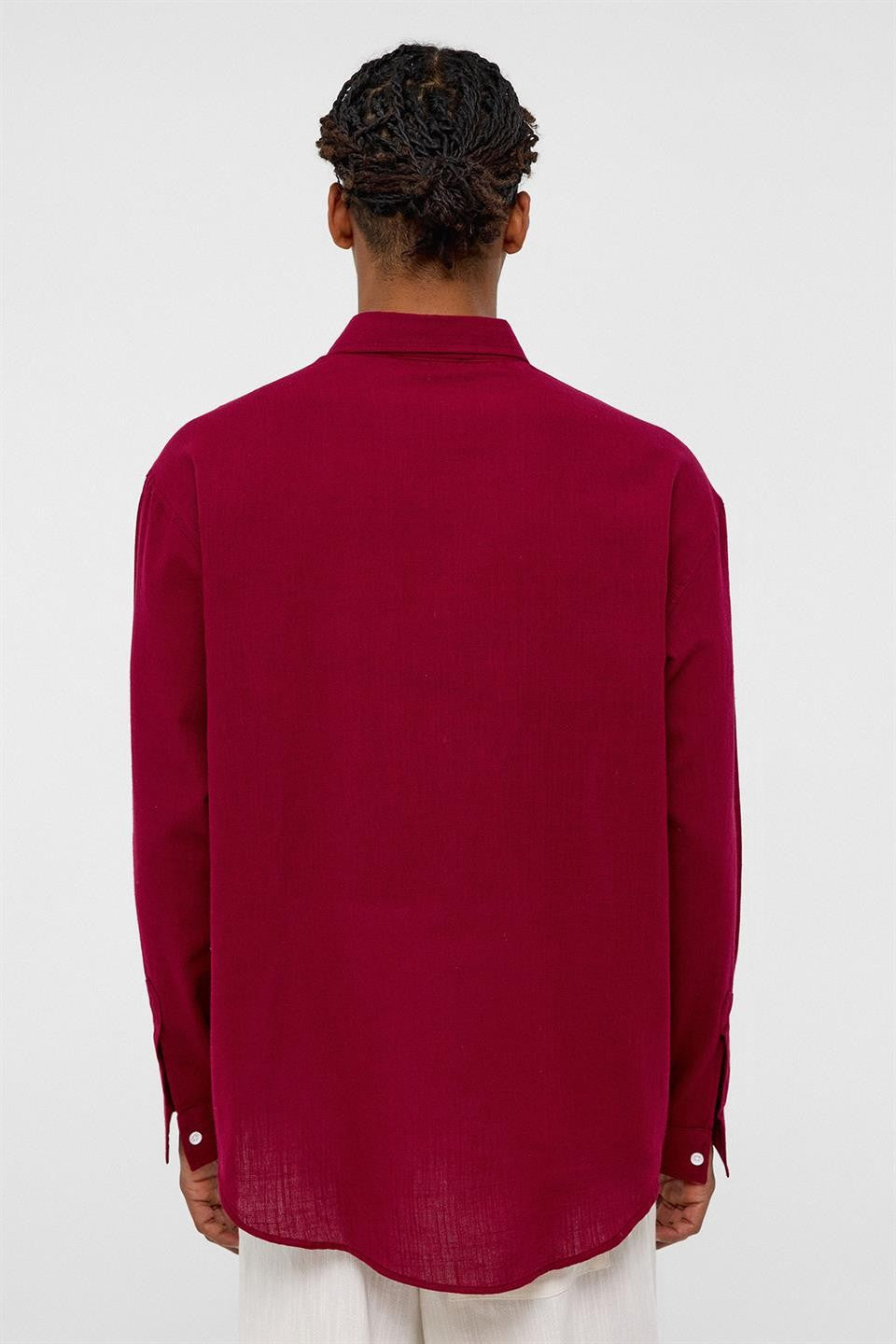 Basic Oversized Long-Sleeved Linen Shirt