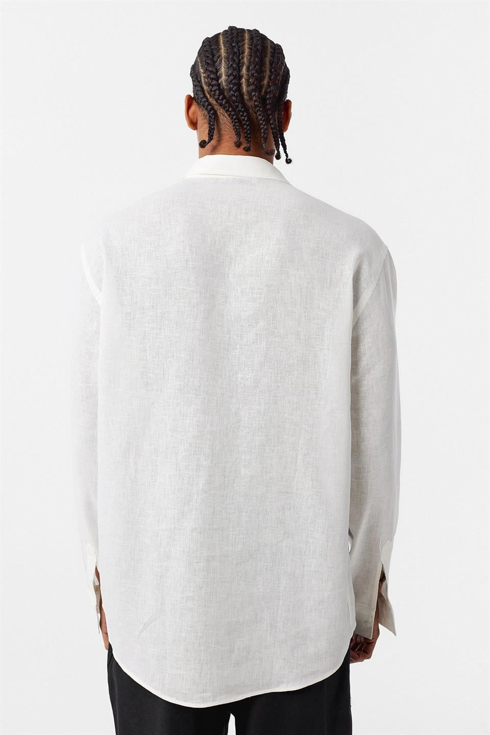 Basic Oversized Long-Sleeved Linen Shirt