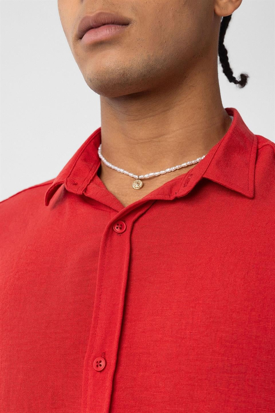 Basic Oversized Long-Sleeve Linen-Look Shirt
