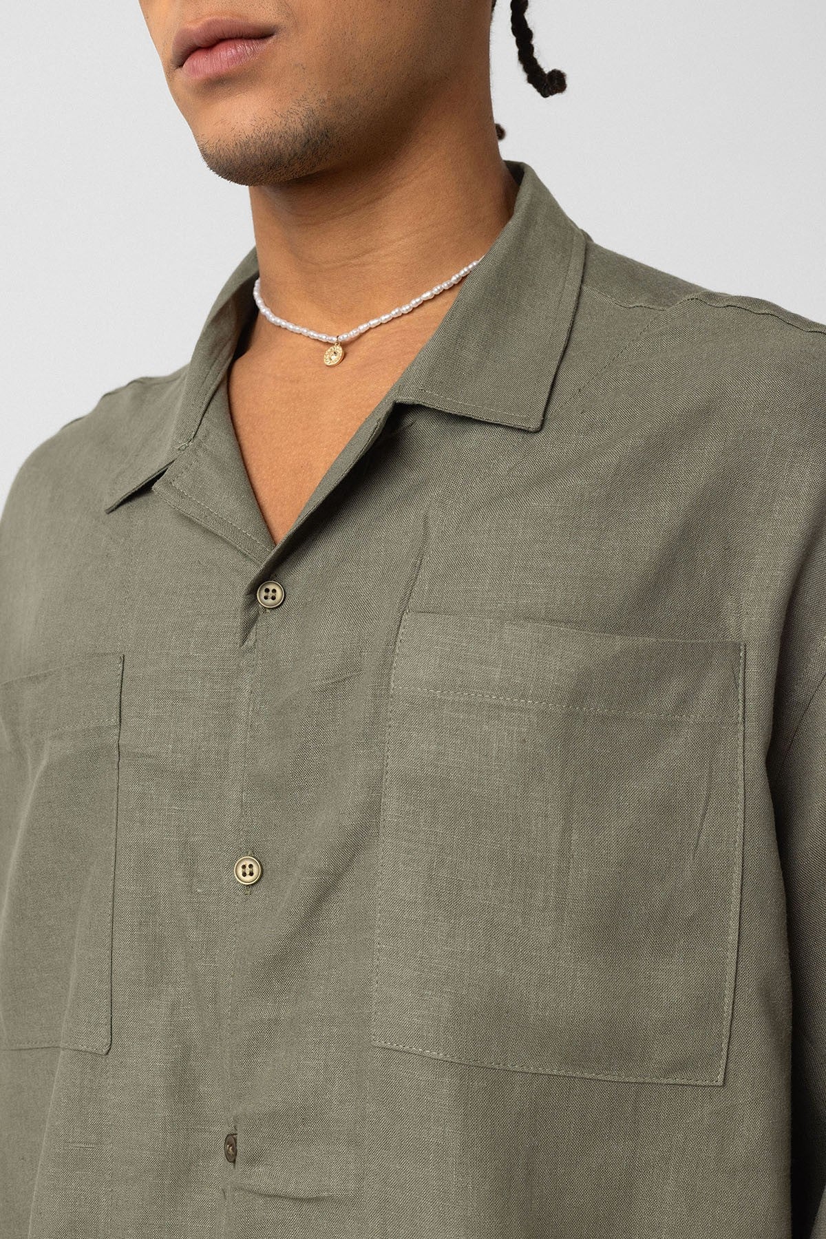 Oversized Linen Shirt with Two Pockets