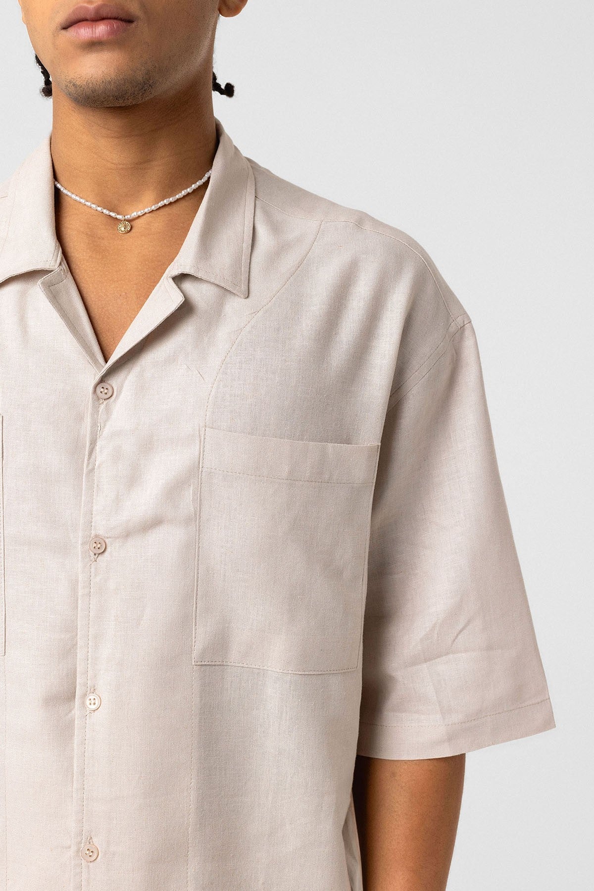 Oversized Linen Shirt with Two Pockets
