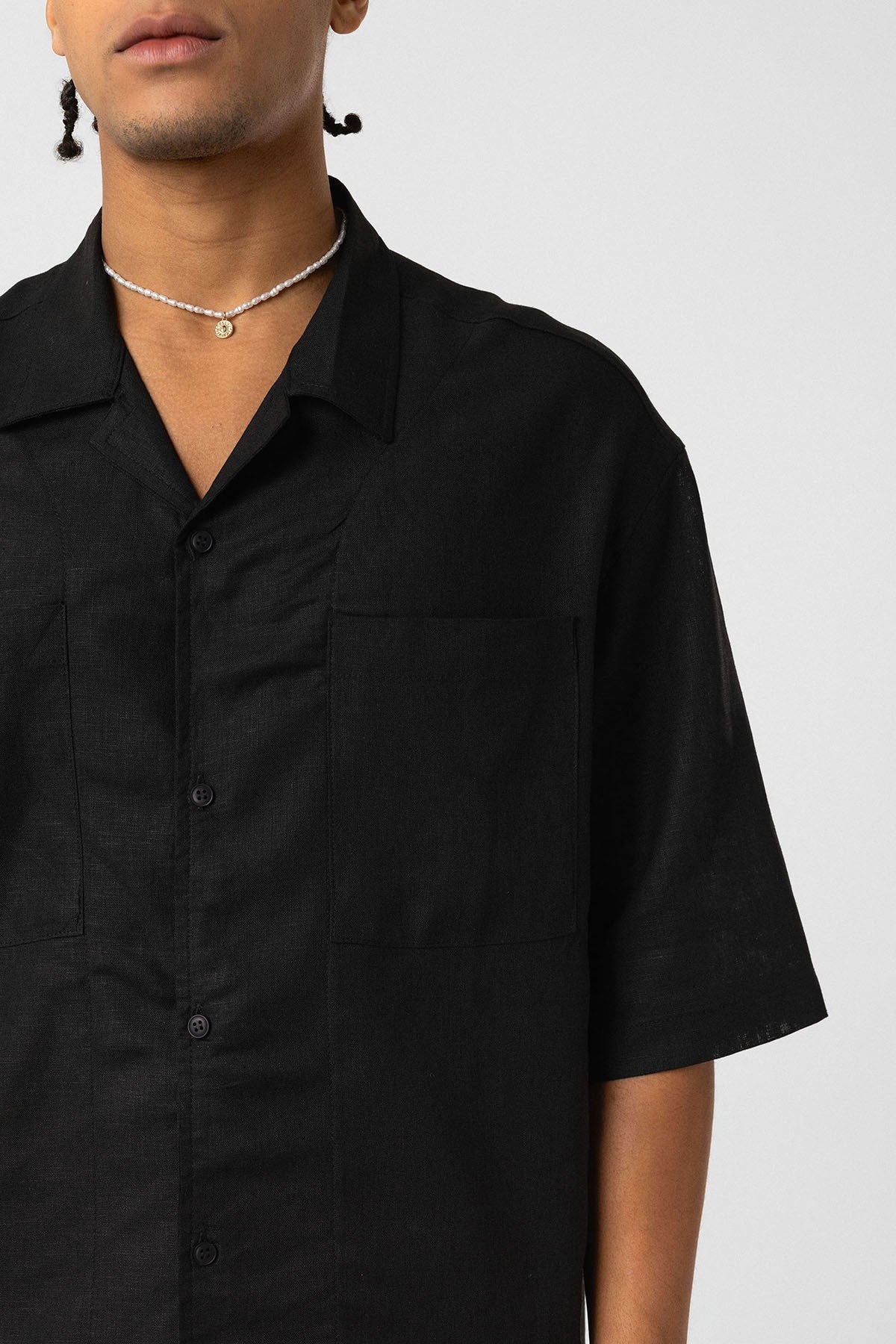 Oversized Linen Shirt with Two Pockets