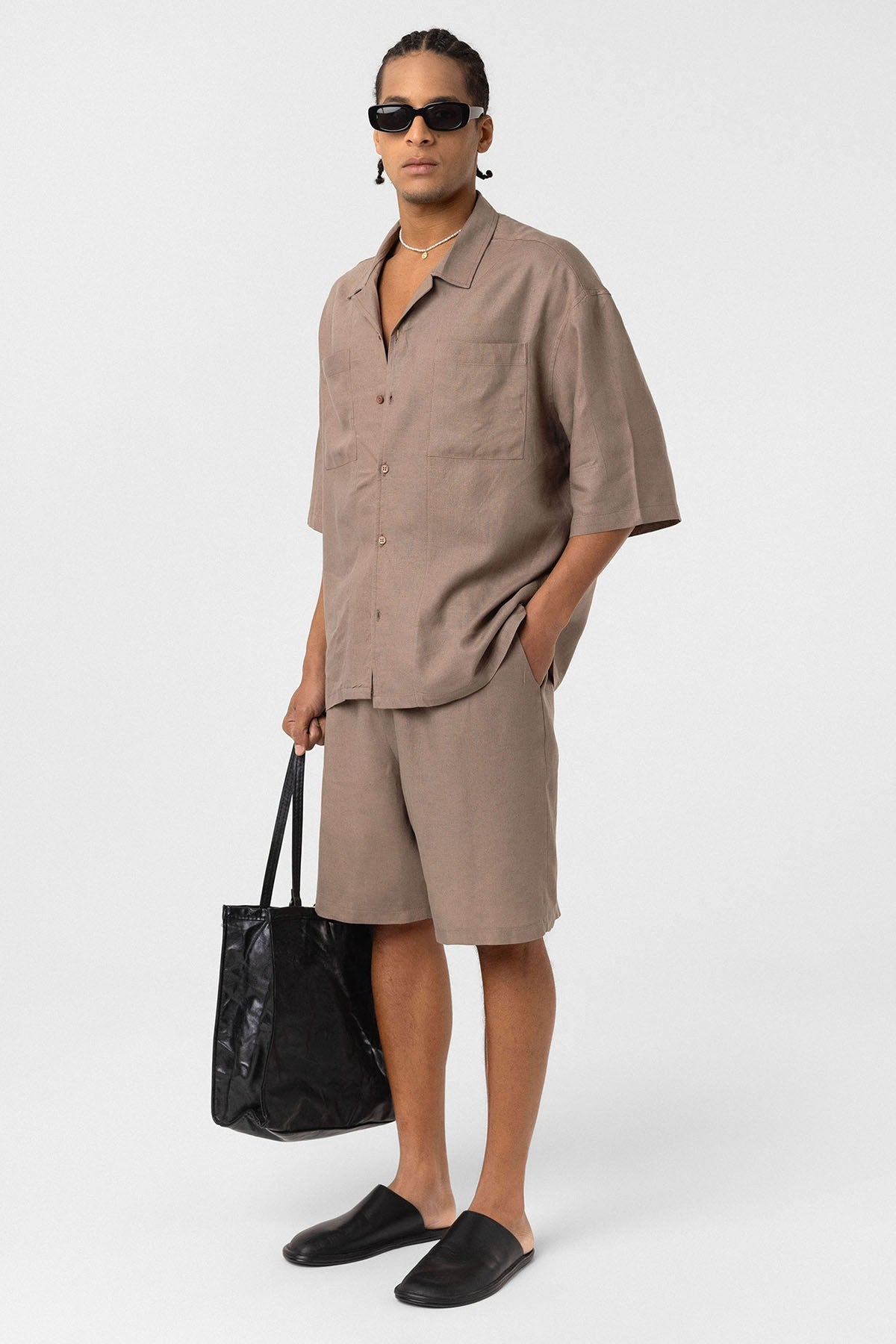 Oversized Linen Shirt with Two Pockets