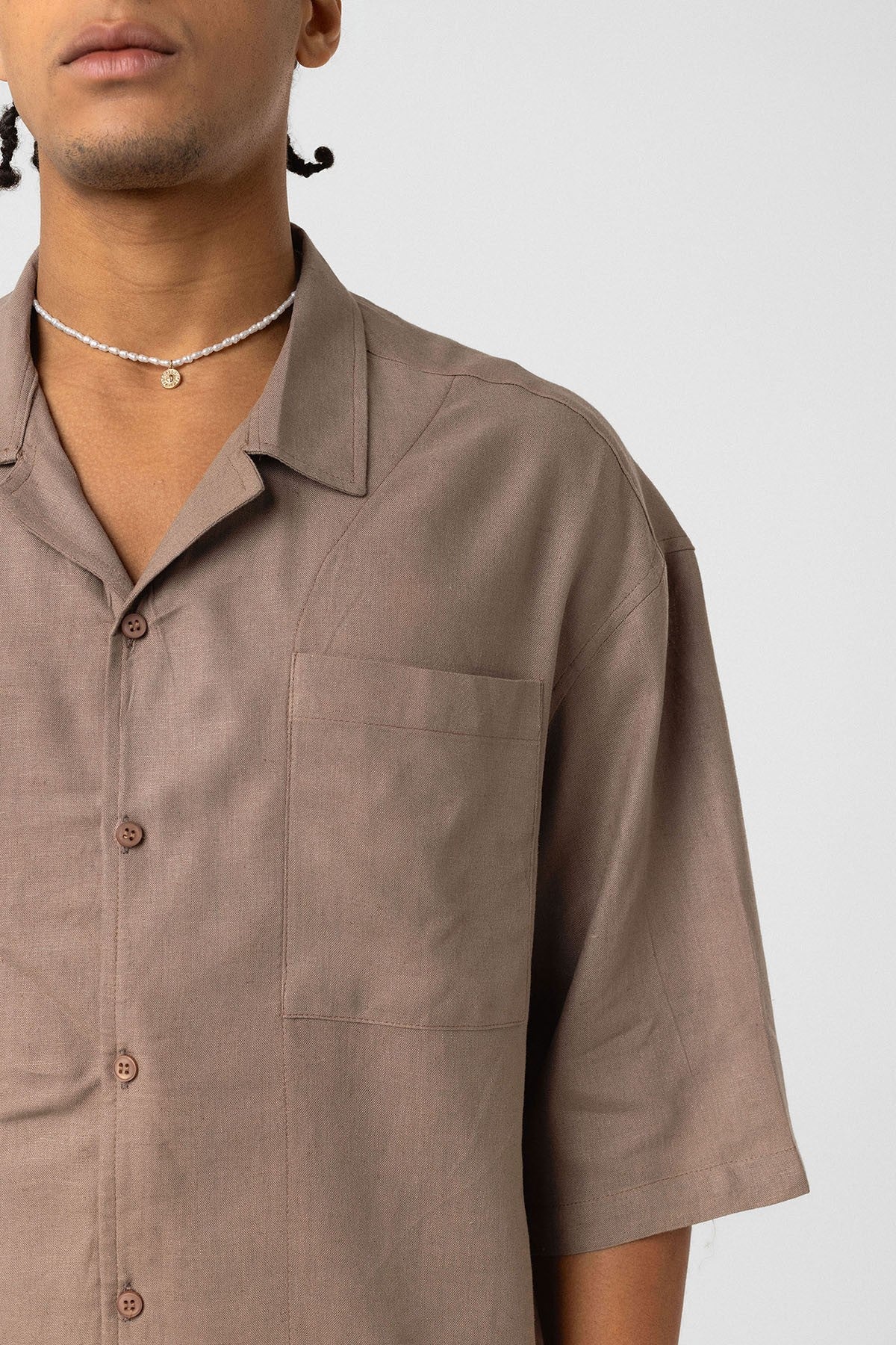 Oversized Linen Shirt with Two Pockets