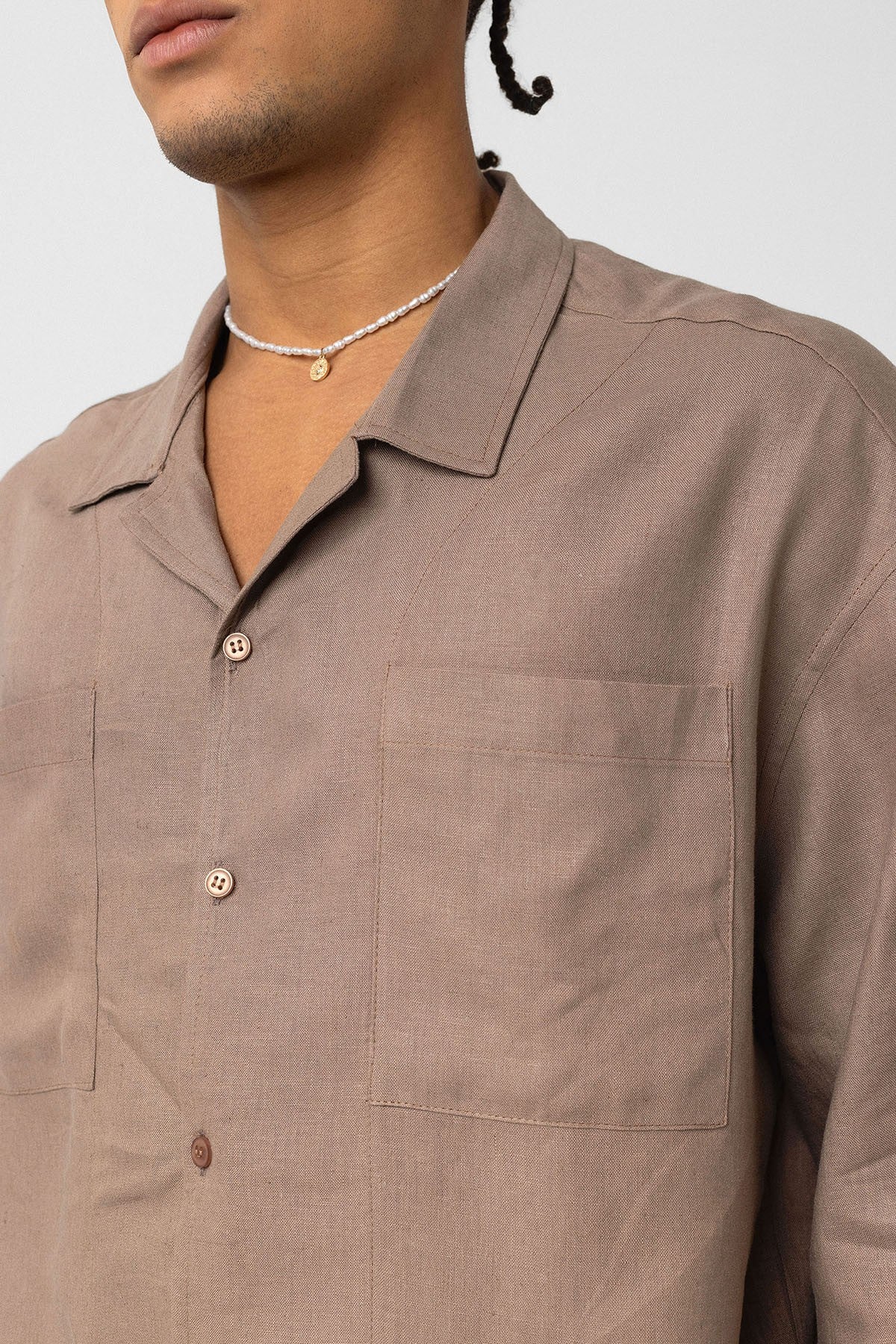 Oversized Linen Shirt with Two Pockets