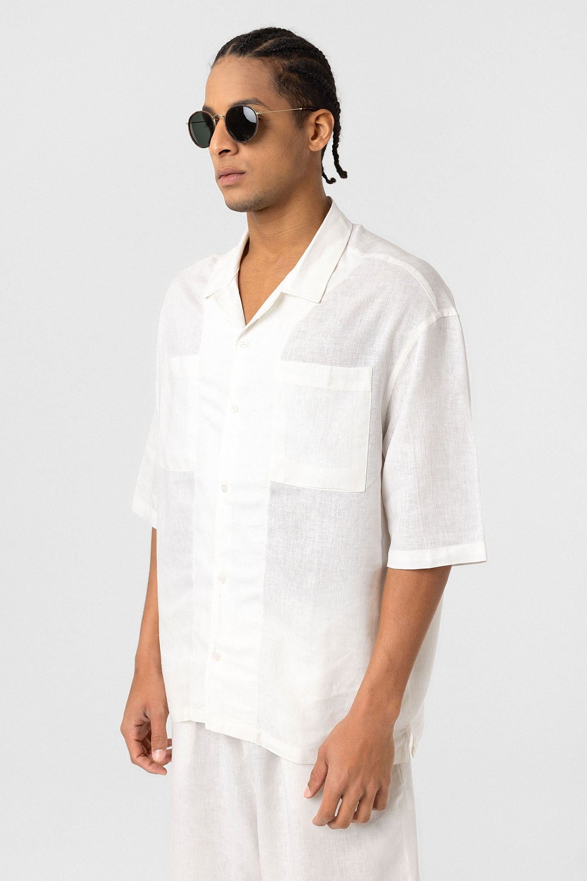 Oversized Linen Shirt with Two Pockets