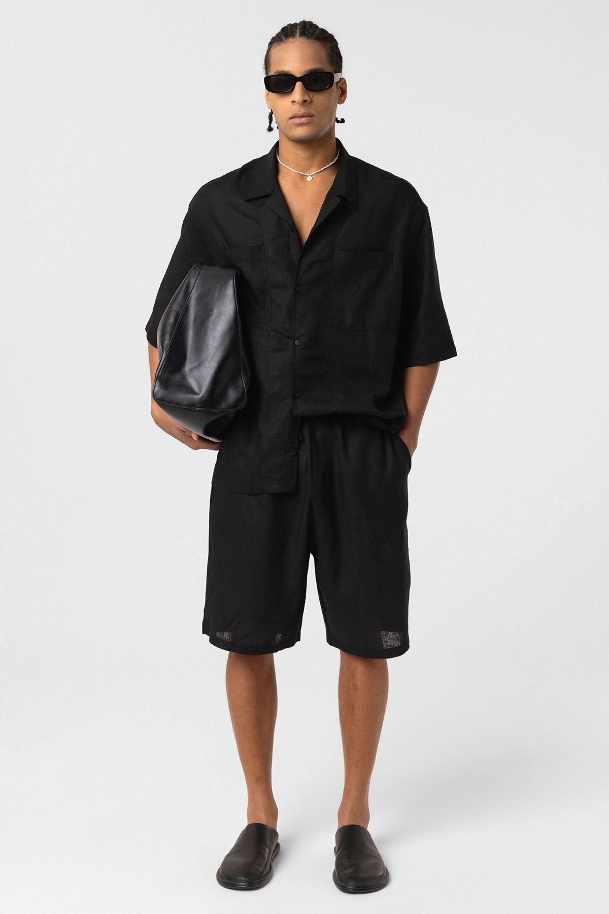 Oversized Linen Shirt with Two Pockets