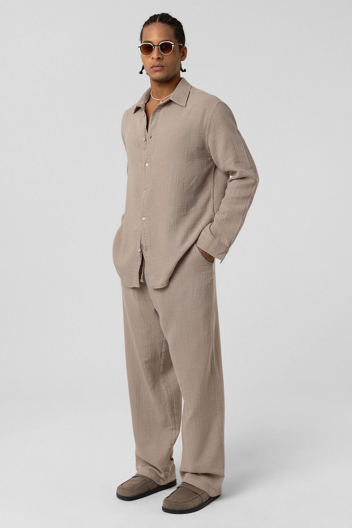 Oversized Long-Sleeve Muslin Shirt
