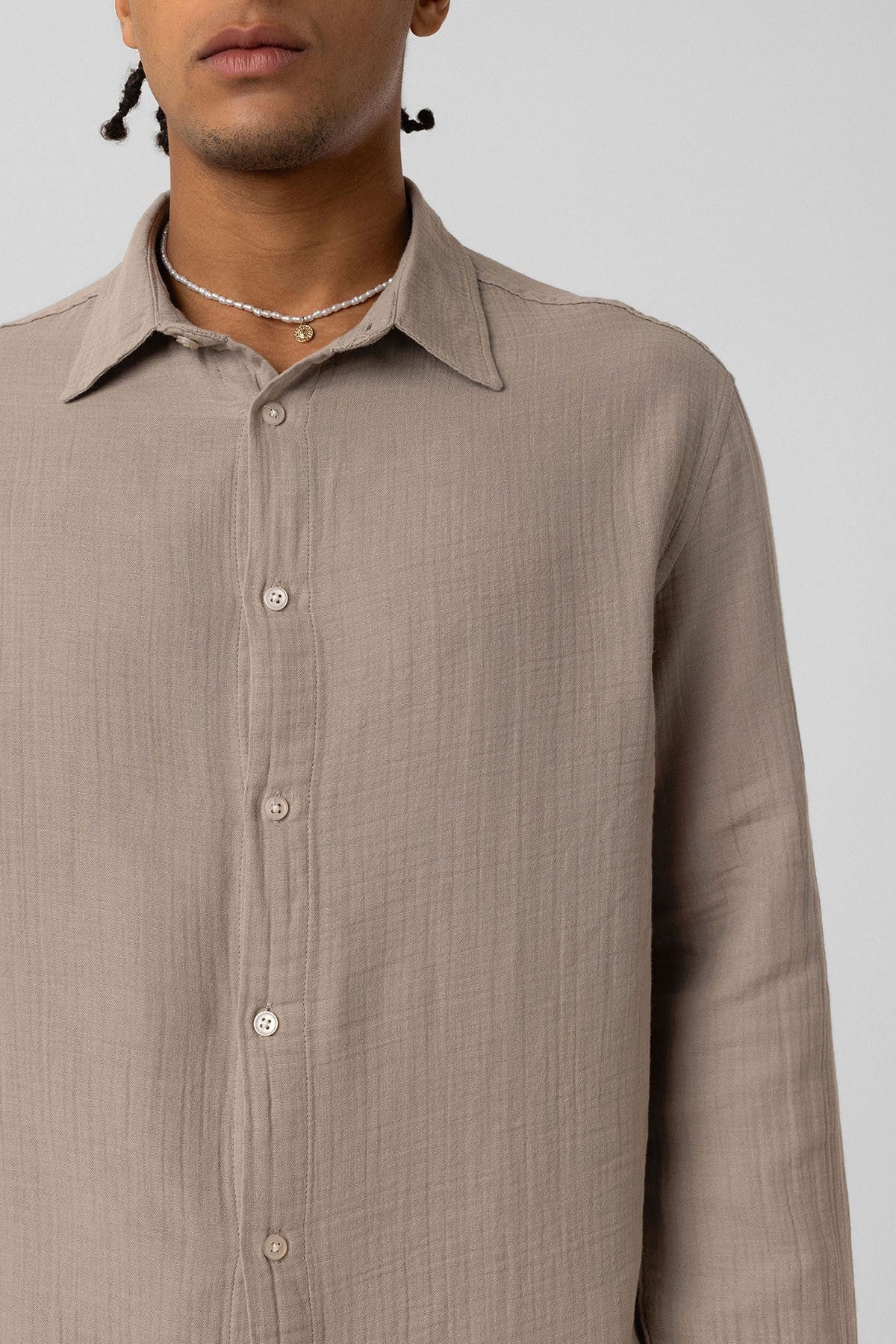 Oversized Long-Sleeve Muslin Shirt