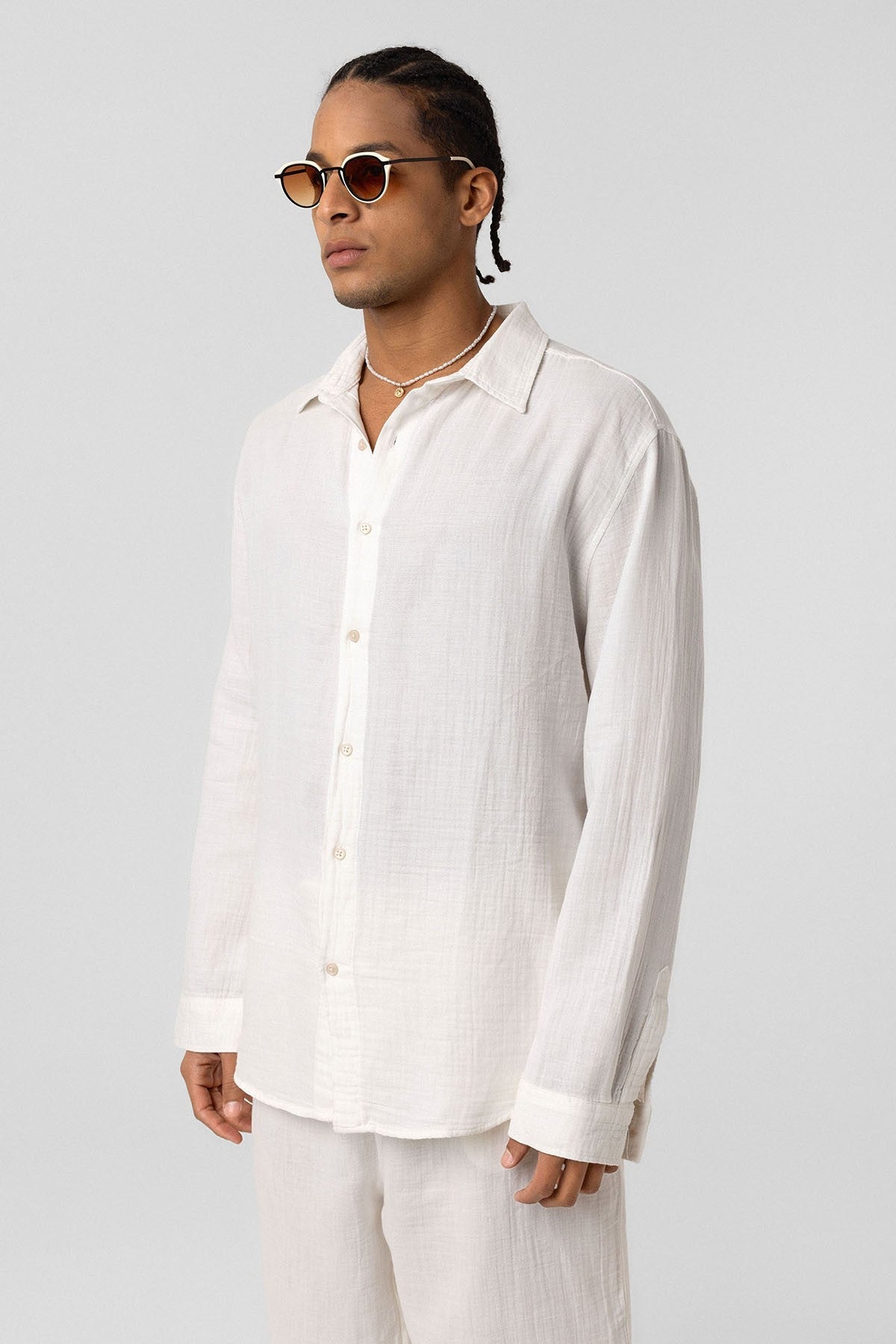Oversized Long-Sleeve Muslin Shirt