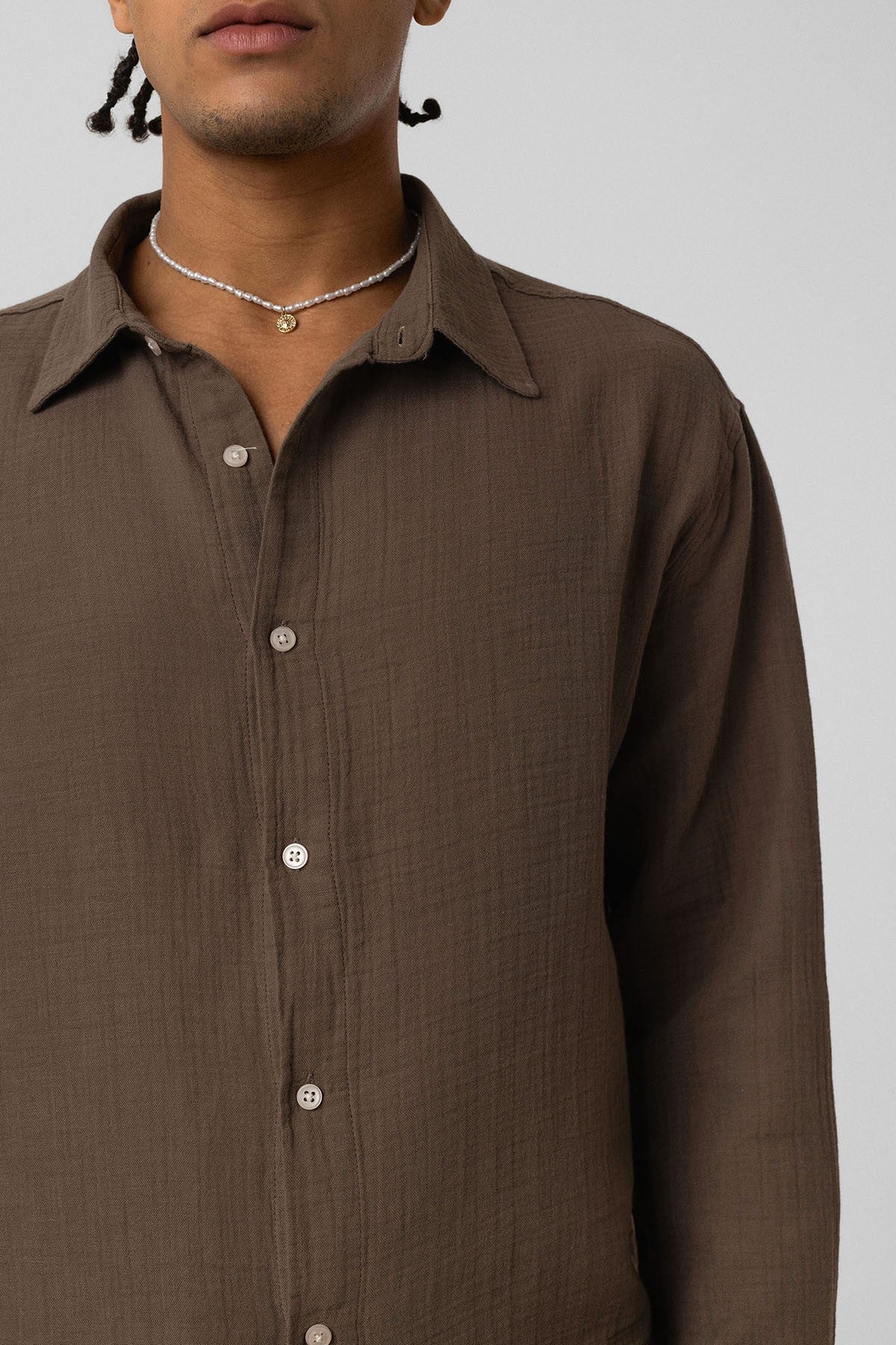 Oversized Long-Sleeve Muslin Shirt