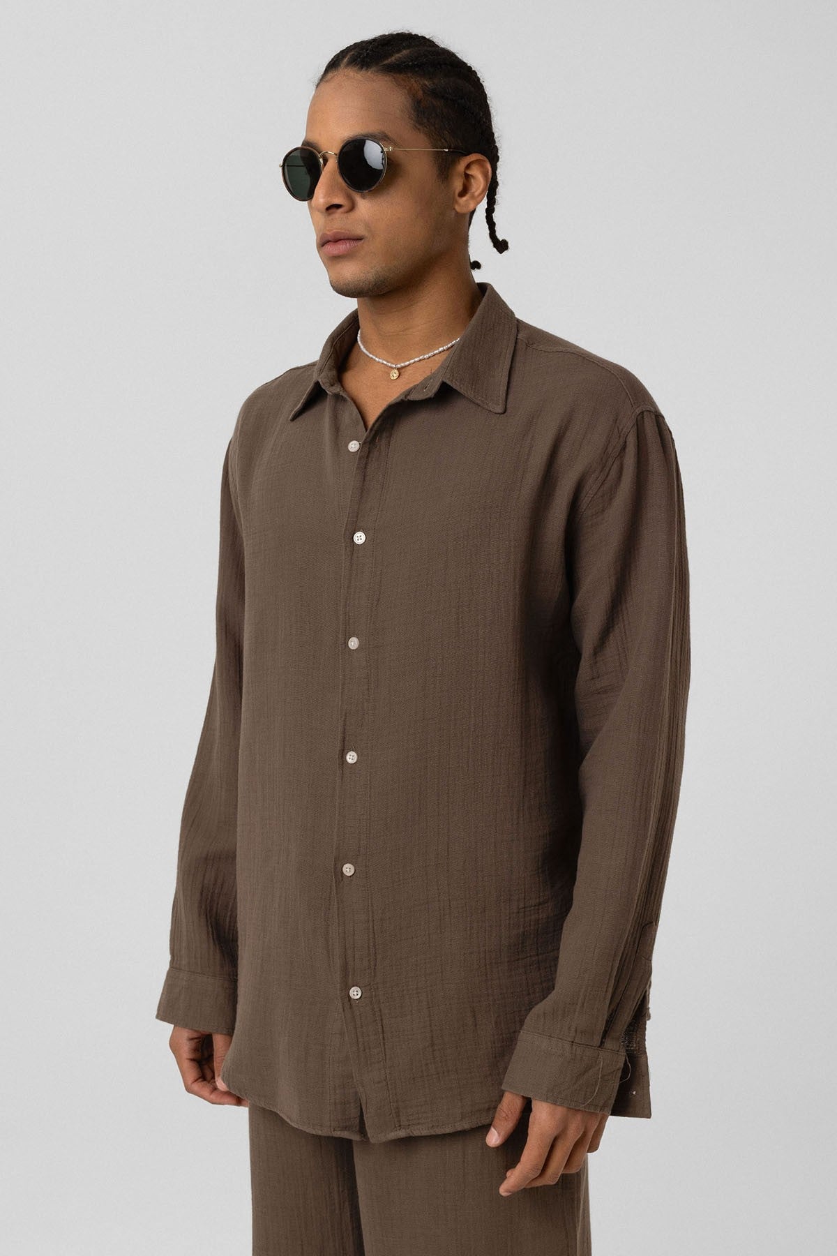 Oversized Long-Sleeve Muslin Shirt