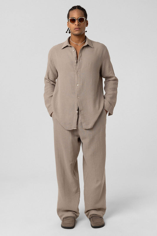 Oversized Long-Sleeve Muslin Shirt
