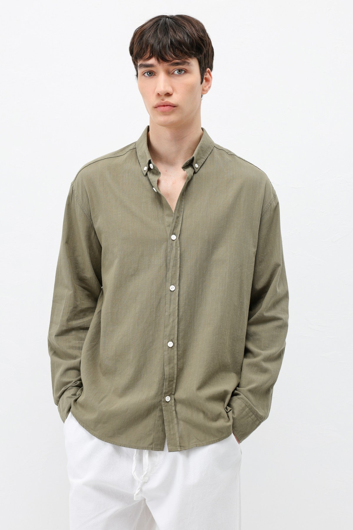 Basic Oversized Cotton-Linen Shirt
