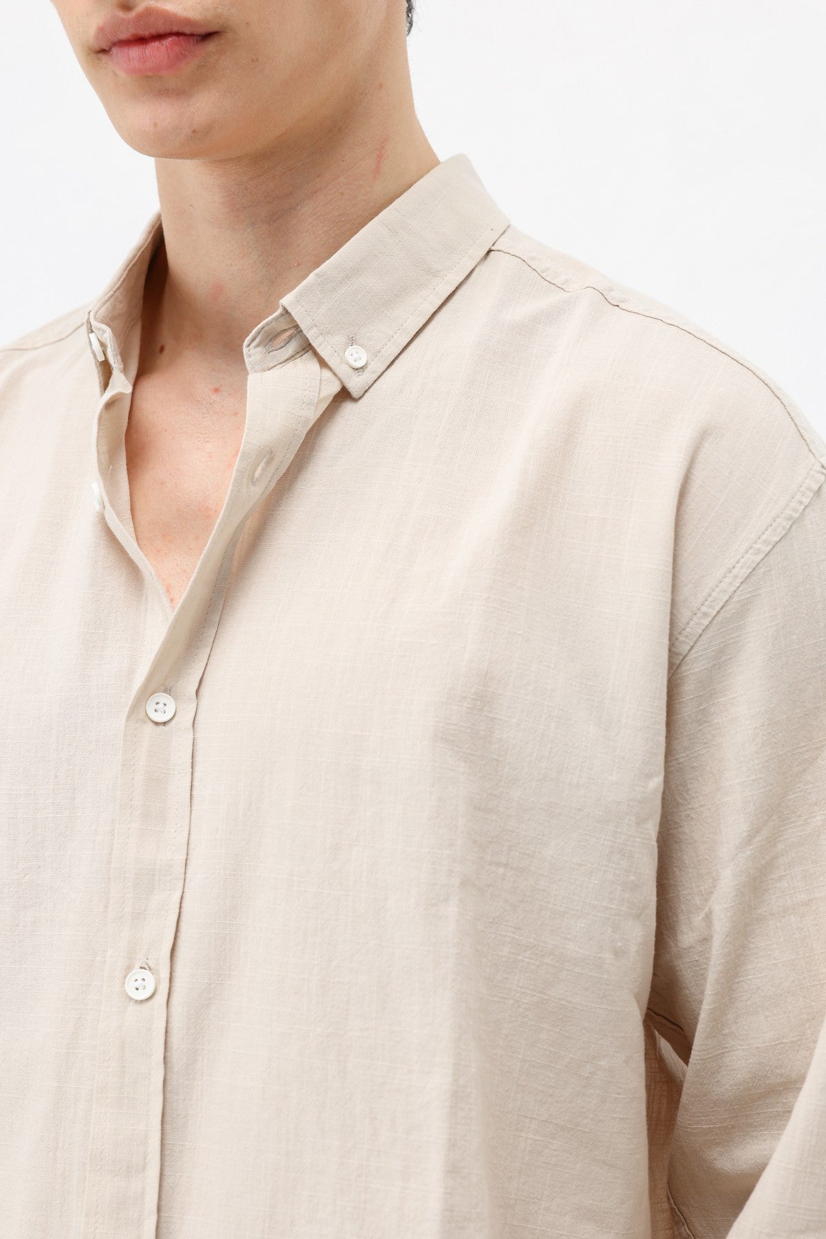Basic Oversized Cotton-Linen Shirt