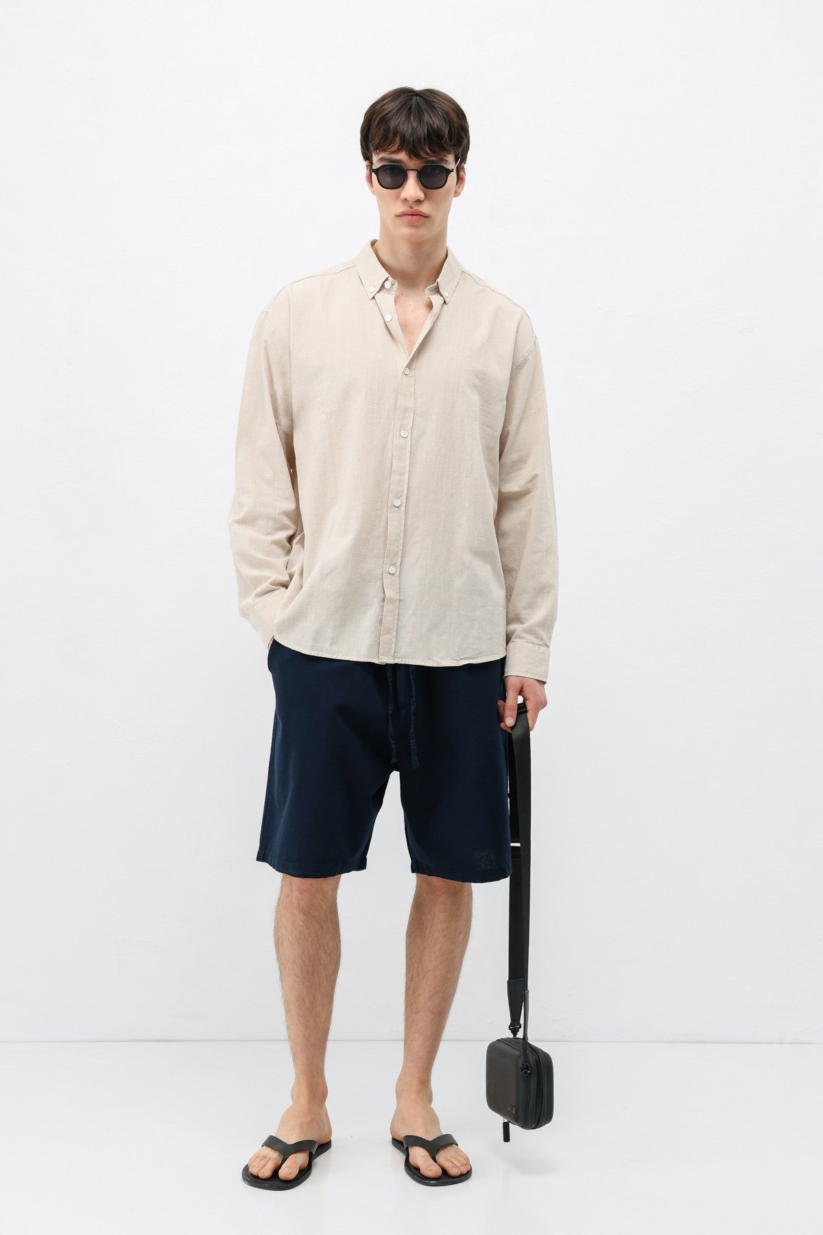 Basic Oversized Cotton-Linen Shirt