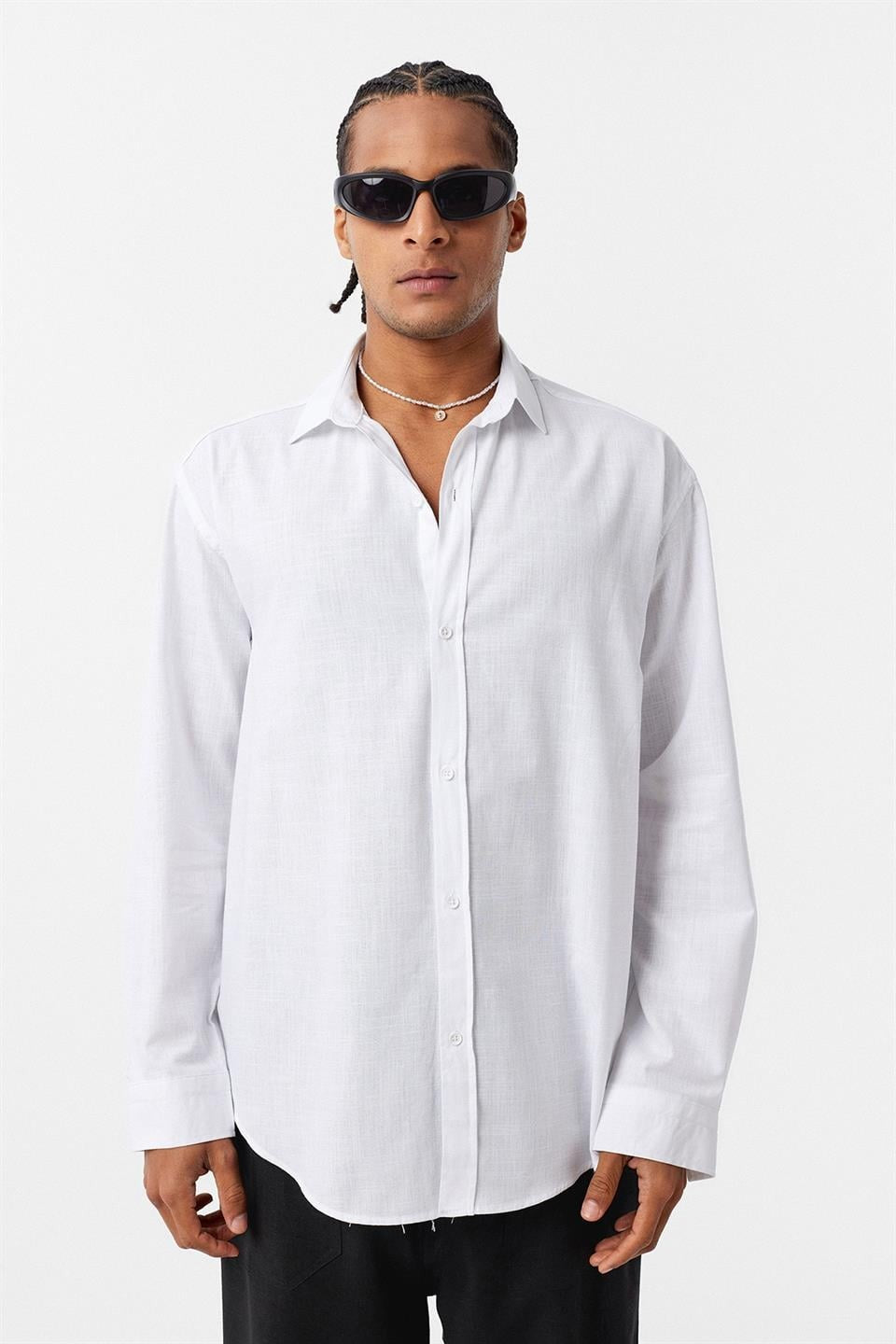 Basic Oversized Cotton-Linen Shirt