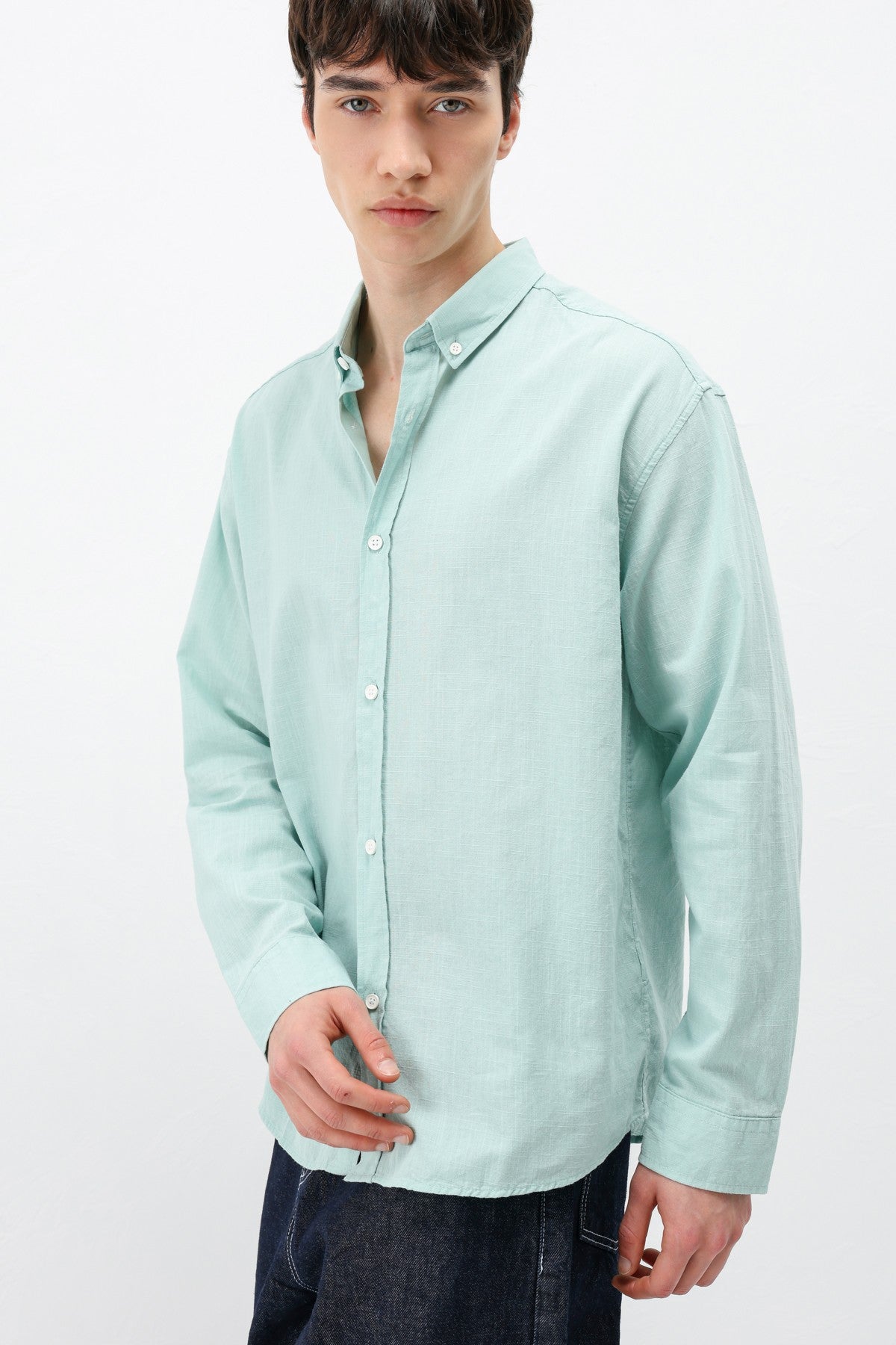 Basic Oversized Cotton-Linen Shirt