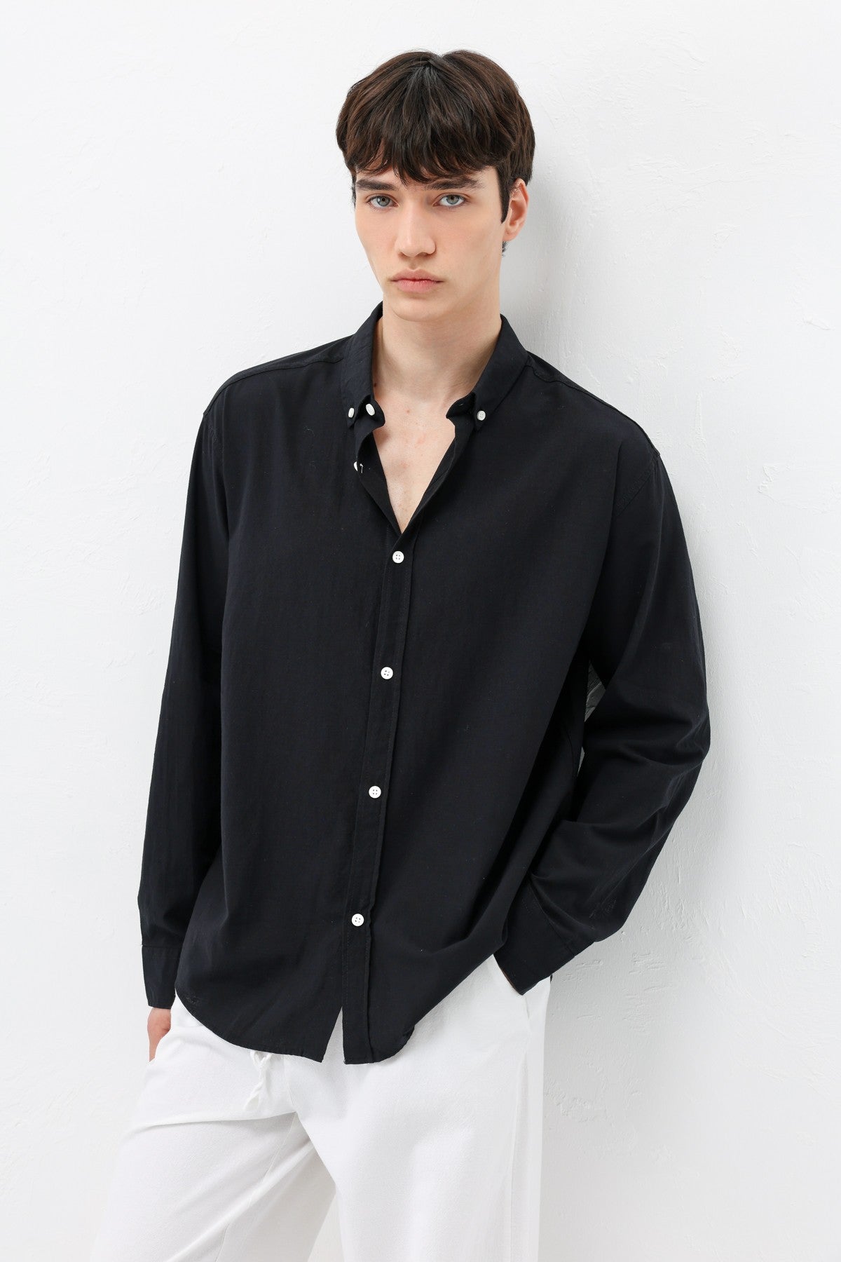 Basic Oversized Cotton-Linen Shirt