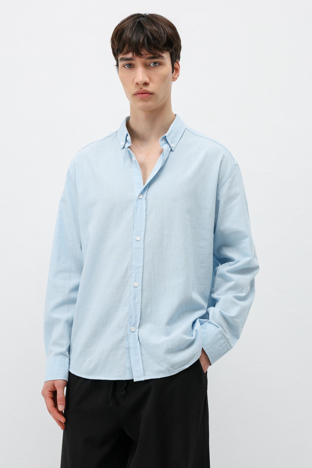Basic Oversized Cotton-Linen Shirt