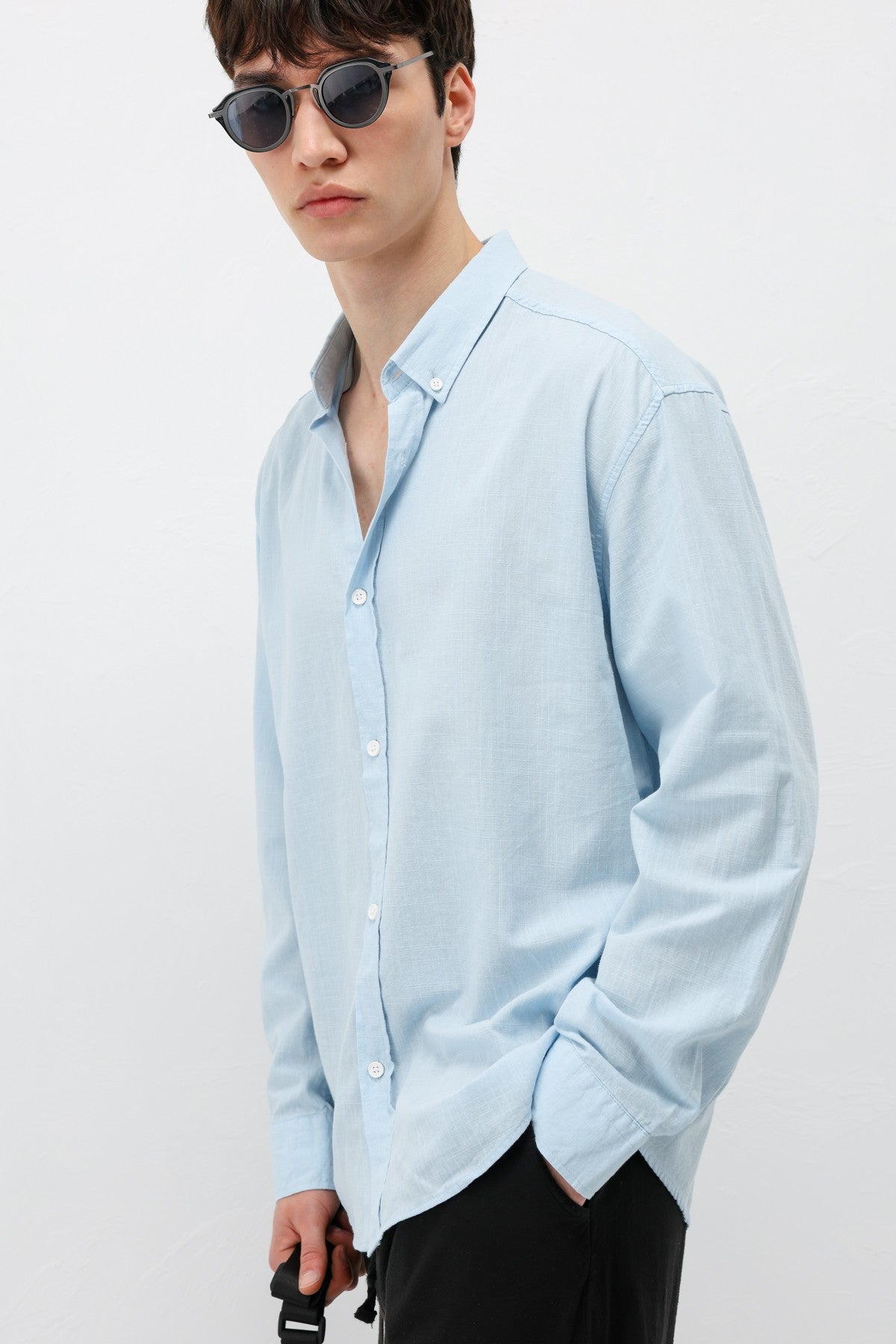 Basic Oversized Cotton-Linen Shirt