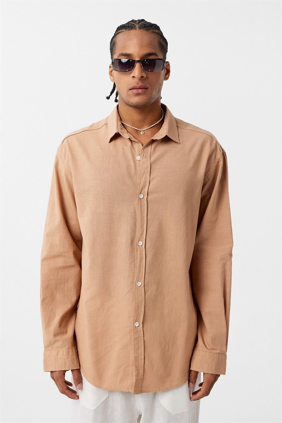 Basic Oversized Cotton-Linen Shirt