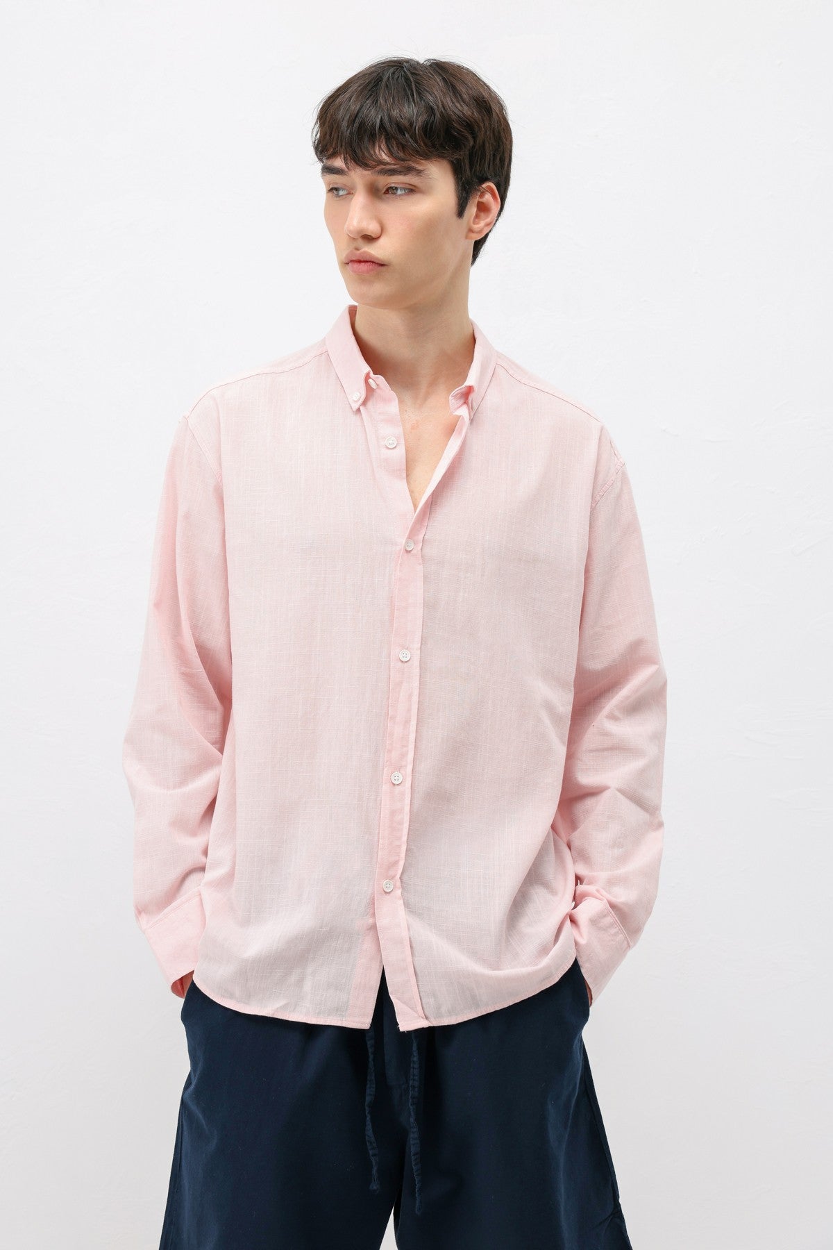 Basic Oversized Cotton-Linen Shirt