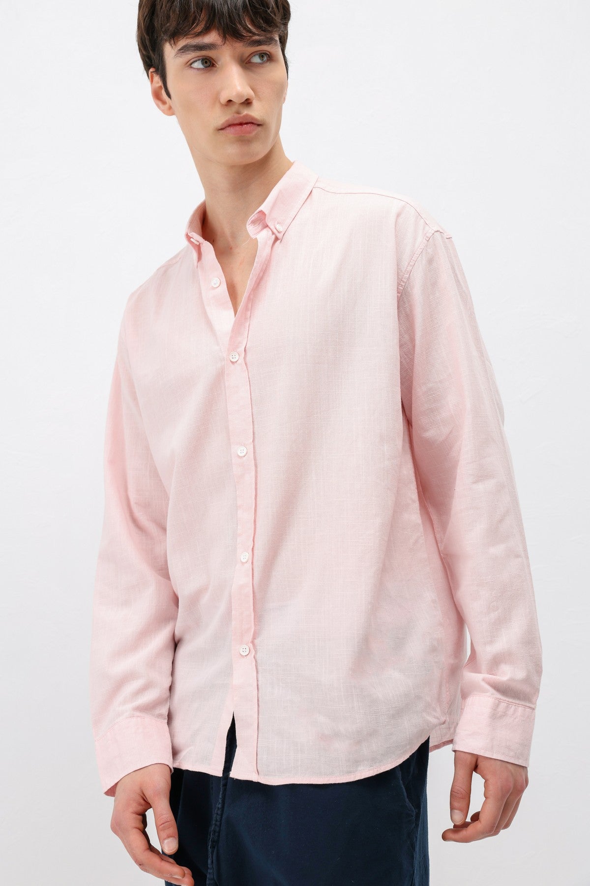 Basic Oversized Cotton-Linen Shirt