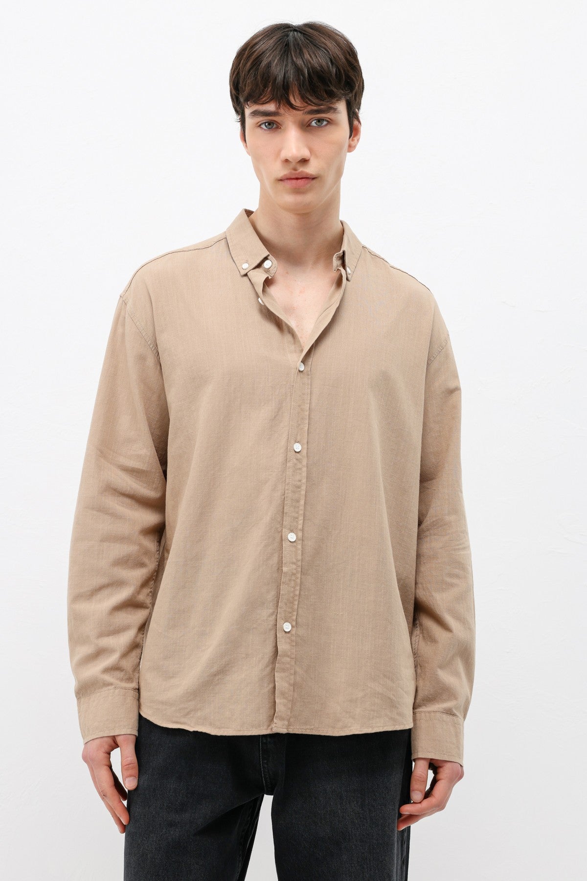 Basic Oversized Cotton-Linen Shirt