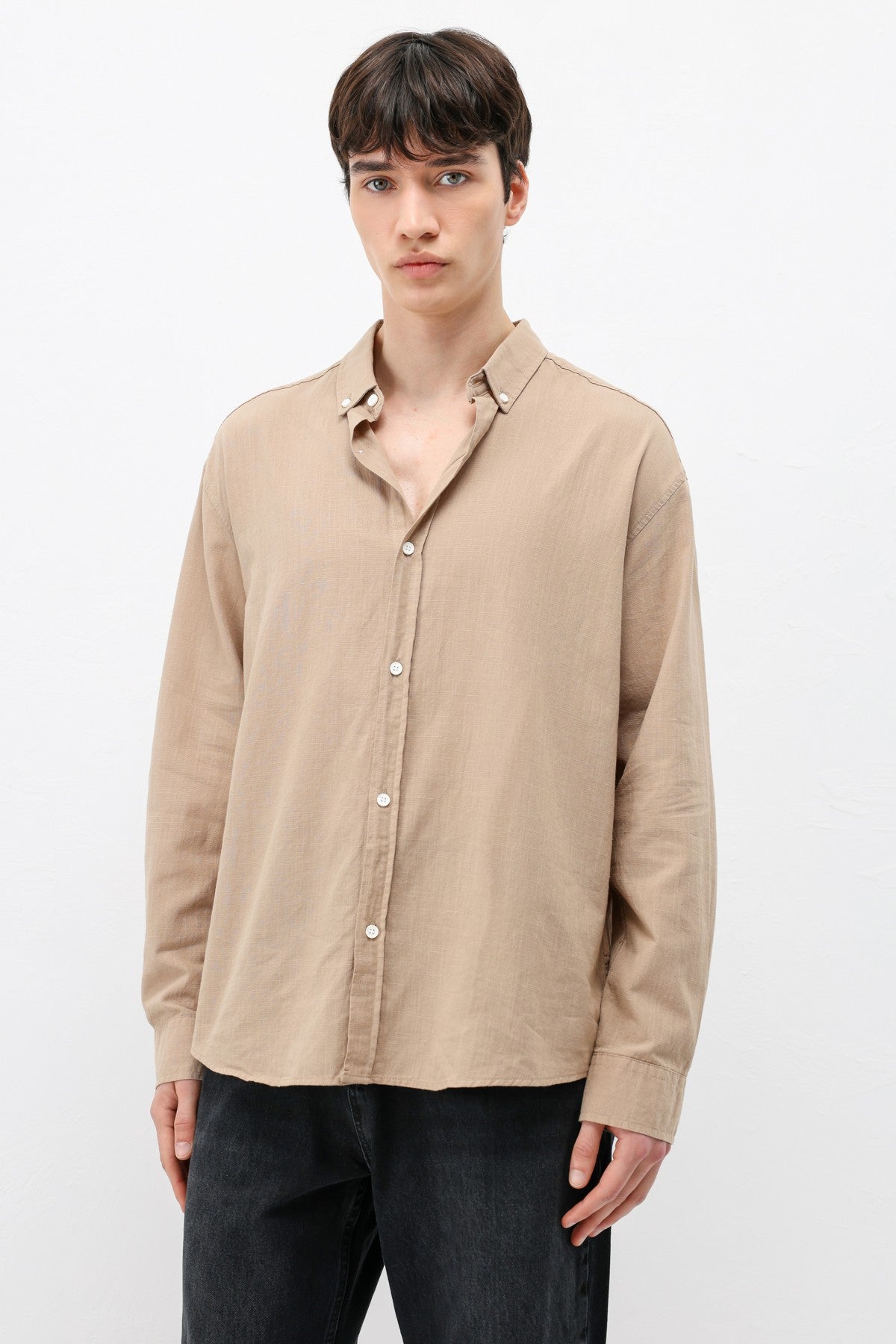 Basic Oversized Cotton-Linen Shirt