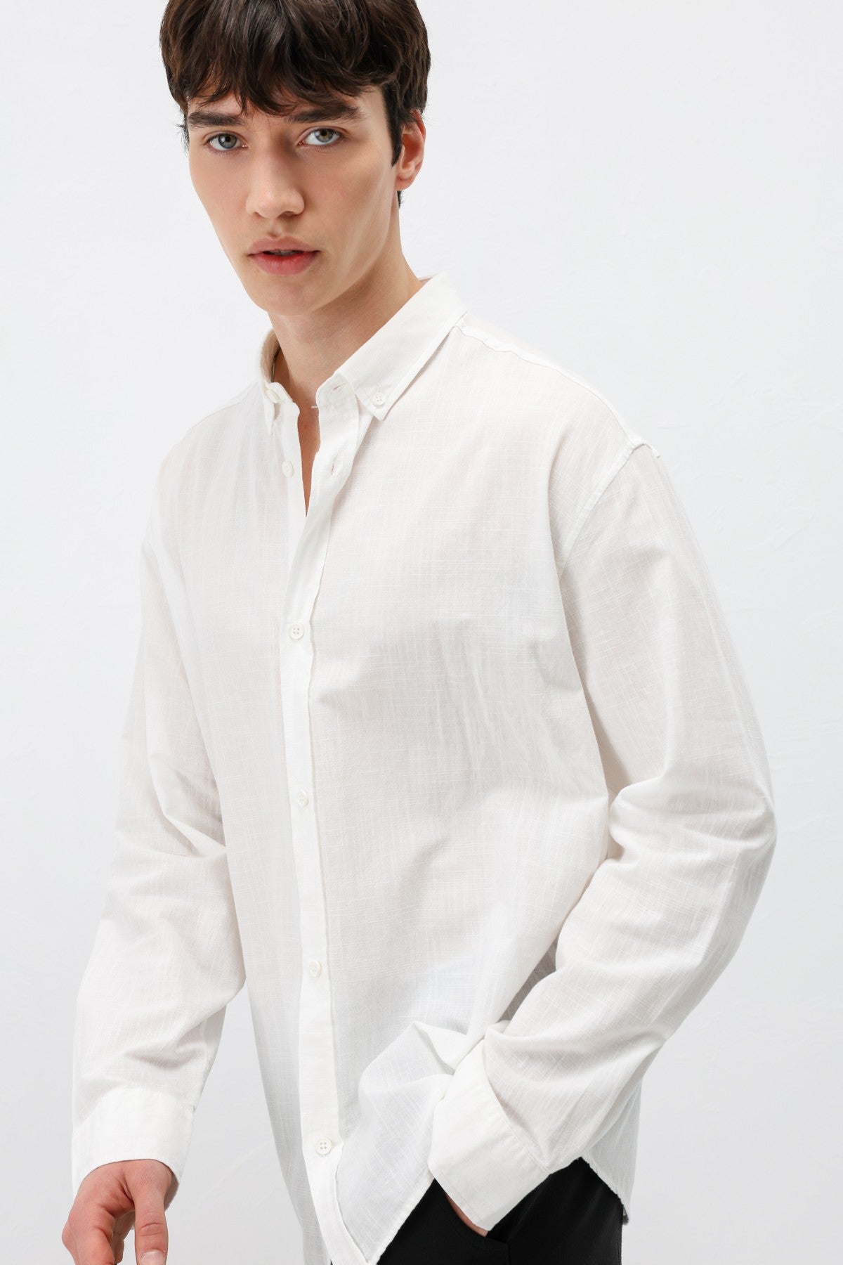 Basic Oversized Cotton-Linen Shirt