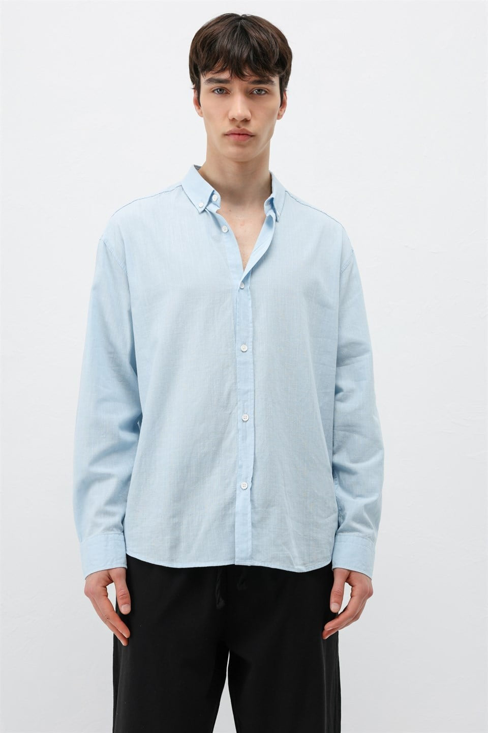 Basic Oversized Cotton-Linen Shirt