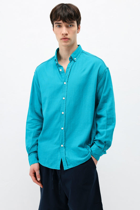 Basic Oversized Cotton-Linen Shirt