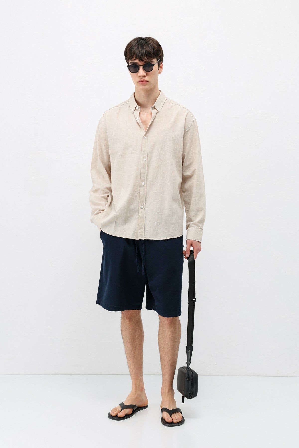 Basic Oversized Cotton-Linen Shirt