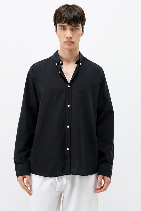 Basic Oversized Cotton-Linen Shirt