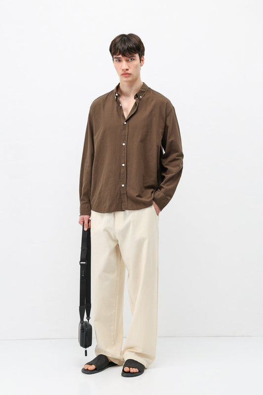 Basic Oversized Cotton-Linen Shirt