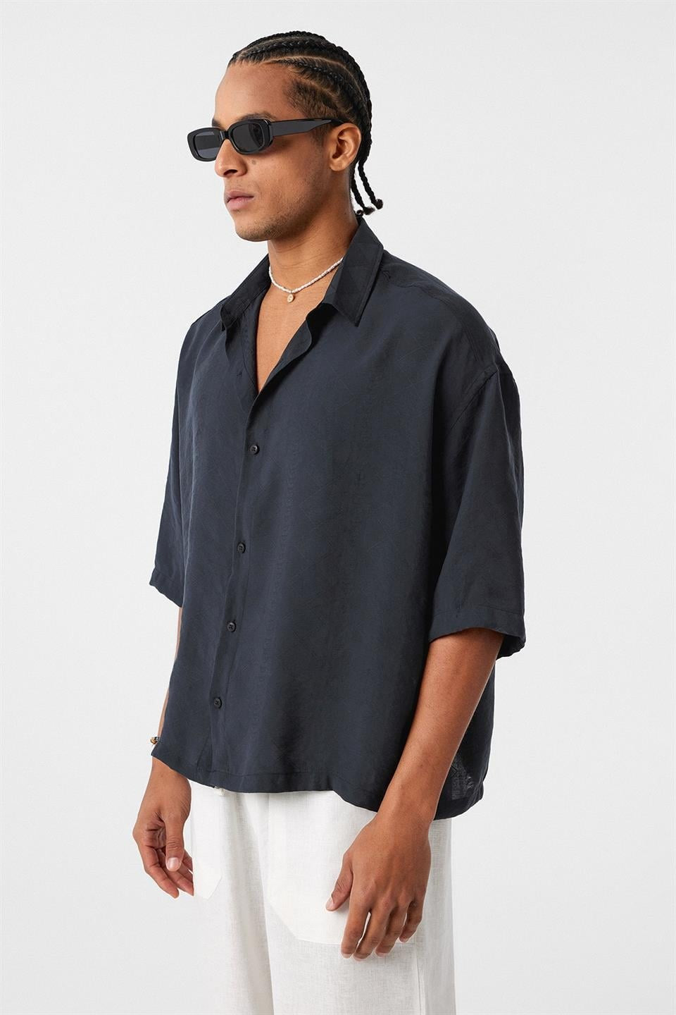 Oversized Short-Sleeve Modal Shirt