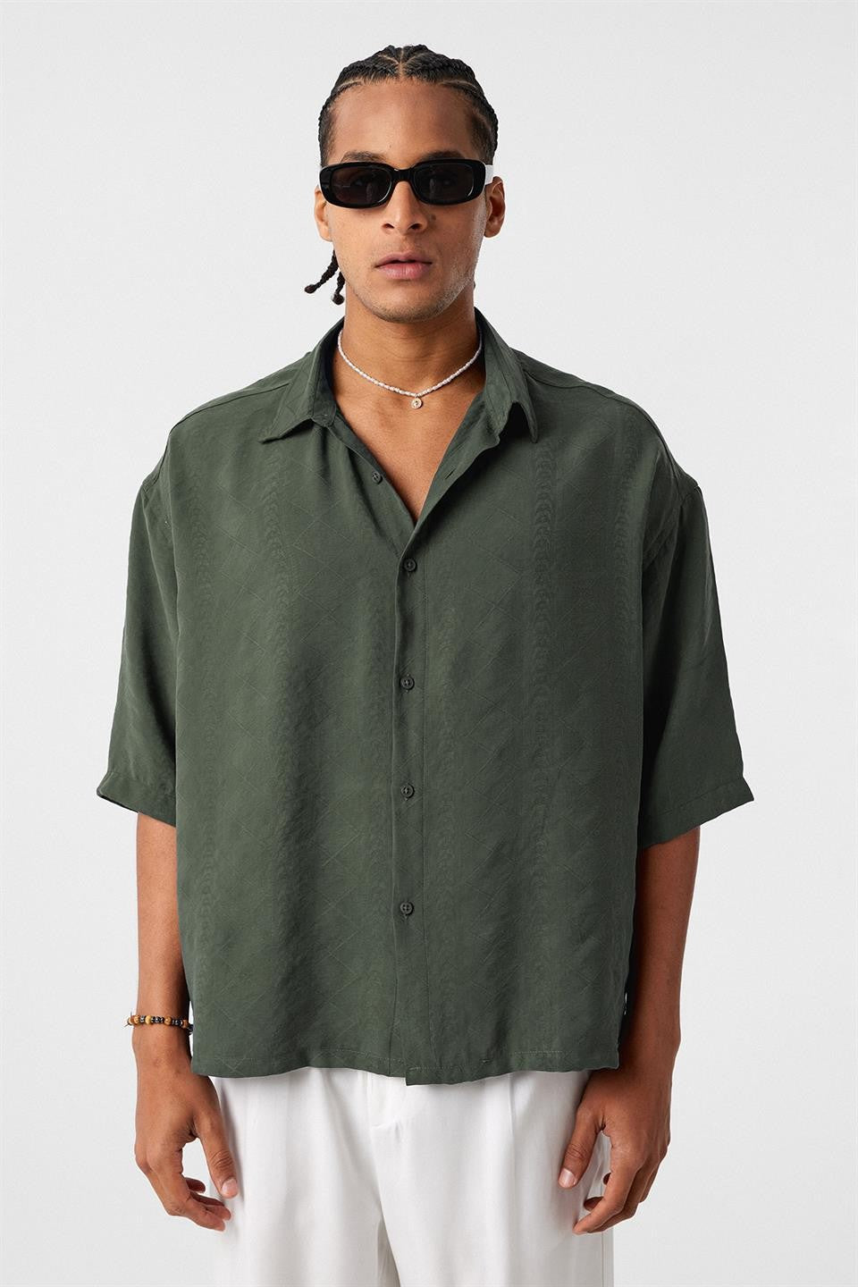 Oversized Short-Sleeve Modal Shirt