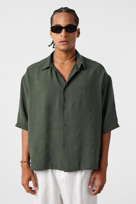 Oversized Short-Sleeve Modal Shirt