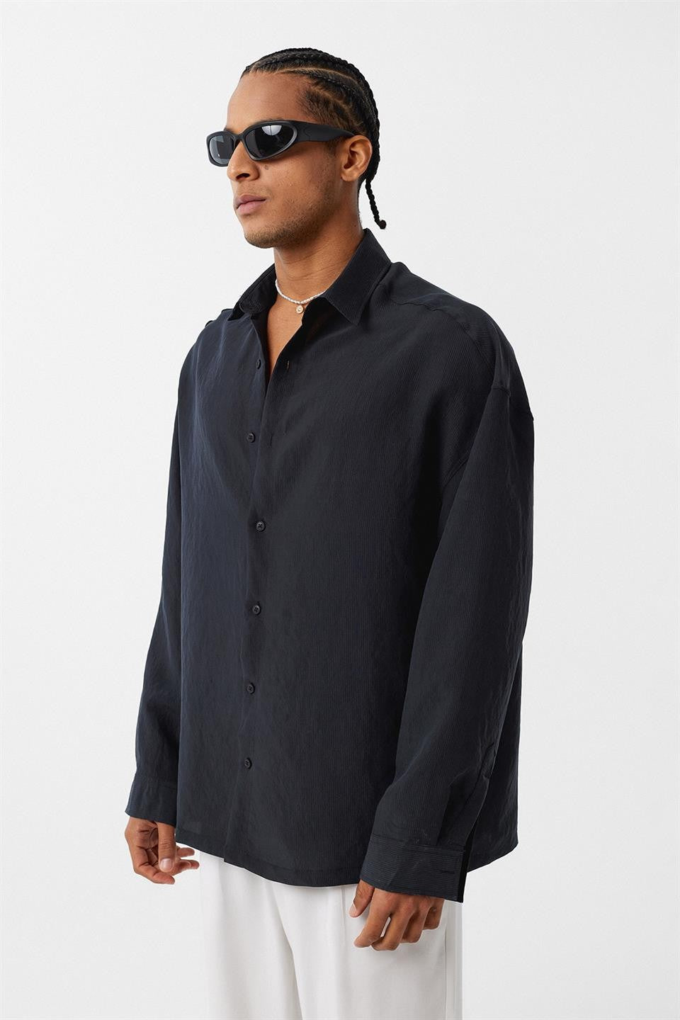 Basic Oversized Long-Sleeve Shirt