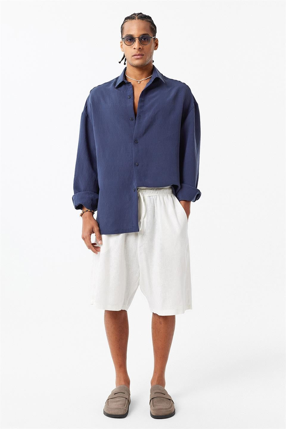 Basic Oversized Long-Sleeve Shirt