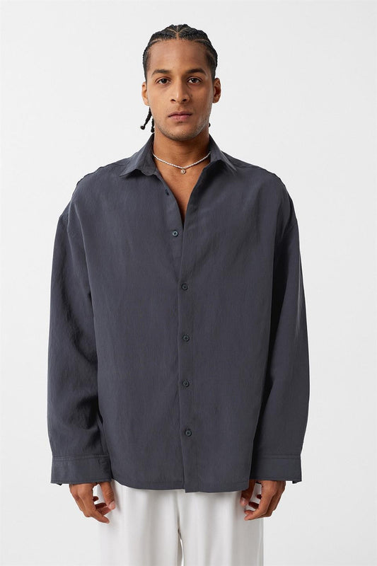 Basic Oversized Long-Sleeve Shirt