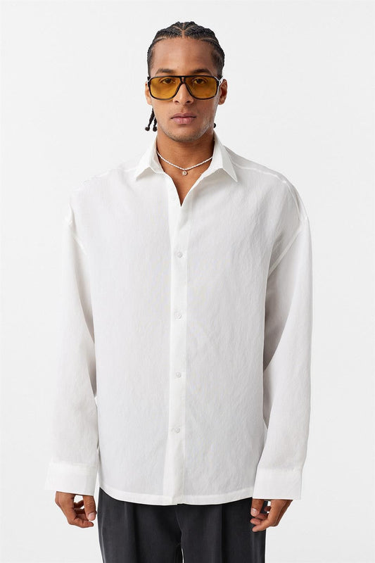 Basic Oversized Long-Sleeve Shirt