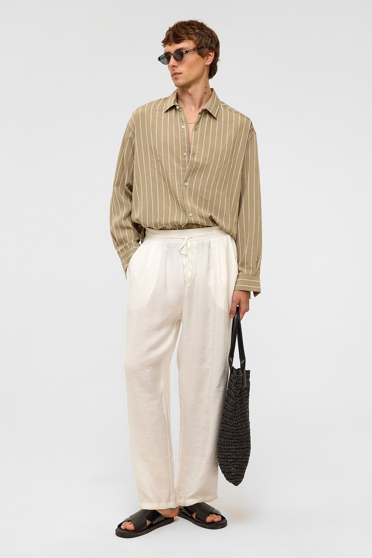 Oversized Striped Long-Sleeve Shirt