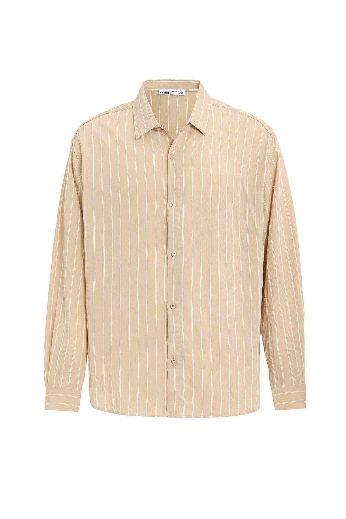 Oversized Striped Long-Sleeve Shirt