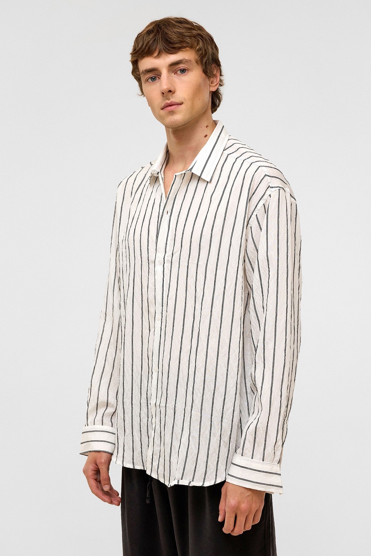 Oversized Striped Long-Sleeve Shirt