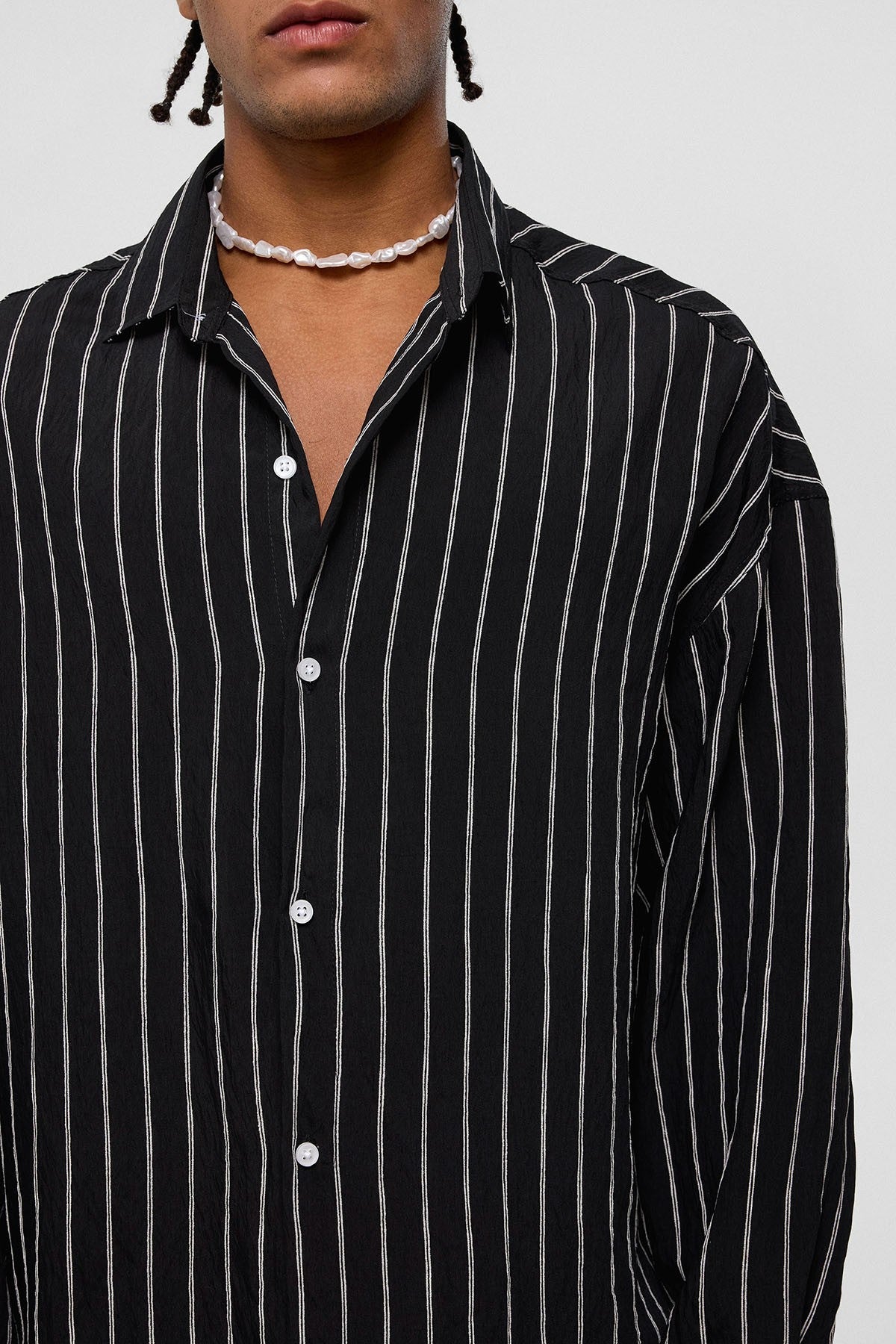 Oversized Striped Long-Sleeve Shirt